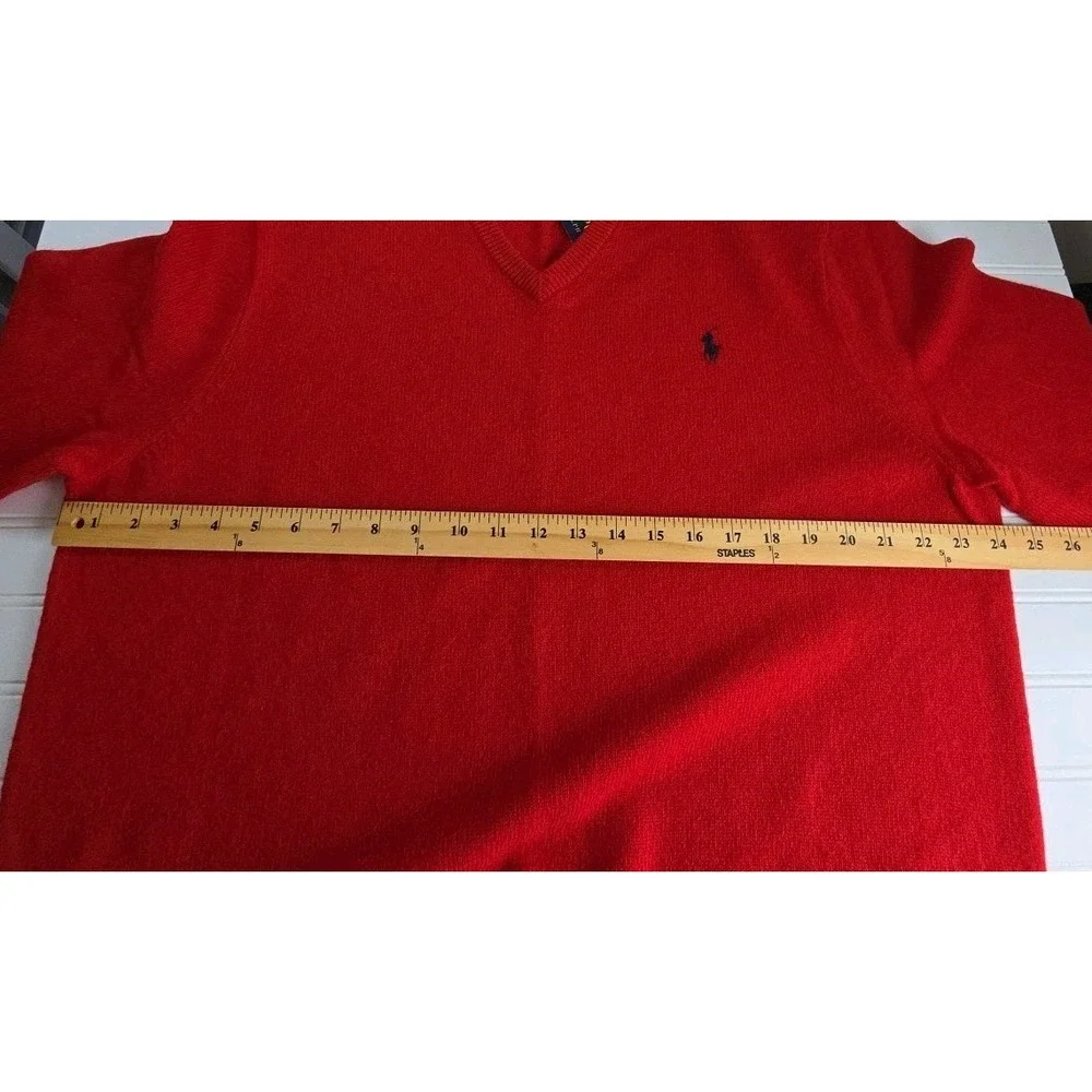 Polo Ralph Lauren Sweater Mens XL Merino Wool Washable Red V-Neck New NWT